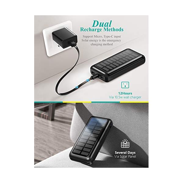 Power-Bank-Soxono-Solar-Charger-30000-mAh-Slimmest-and-Lightest-Portable-Charger-2-USB-Ports-High-Speed-Panel-External-Battery-for-iPhone-Samsung-Galaxy-and-More SOXONO Portable Charger Power Bank - 30000mAh Solar Charger, 2 USB Ports High-Speed Panel External Battery Pack for iPhone, Android and More
