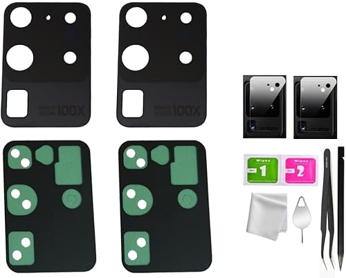 2X Galaxy S20 Ultra 5G Rear Camera Glass Lens Cover Replacement for Samsung Galaxy S20 Ultra 5G (All Carriers) with Adhesive Pre-Installed with Camera Lens Cover Protector +Repair Tools (S20 Ultra)