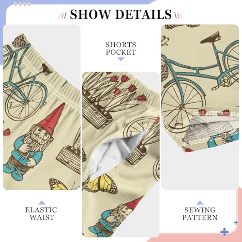 Gnome Butterfly Bicycle Boys Long Pants Soft Trousers Elastic Waist Kids Lounge Bottoms with Pockets S-XL4