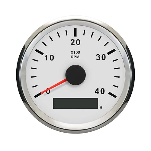 ELING Tacómetro medidor de RPM con medidor de horas para coche, camión, barco, yate, 0-4000 rpm, 3.346 in con retroiluminación