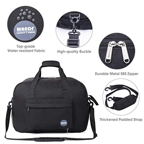 WANDF Travel Duffle Bag 40L, Anti-theft RFID Pocket | Shoe Compartment | Inner Wet Pocket, Water Resistant Nylon Luggage Bag for Weekender Sports Gym Camping (Grey 20