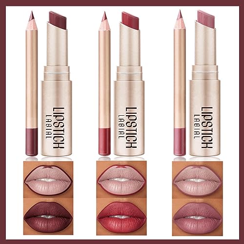 Lipstick Lip Liner Set, Matte lip gloss, Nude lip stain, Waterproof Long Lasting Lipstick, High Pigmented Non-Stick Cup Lipsticks For Women,Velvet Pink Lip Tint Stain Lip Balm - Image 6
