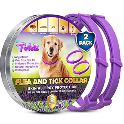 Flea Treatment for Dogs, Adjustable Flea Collar Dogs, 8 Months Protection Dog Flea and Tick Treatment for Dogs Puppy Collar Small-Medium-Large Tick & Lice Repellent- Waterproof Spot on - Toldi