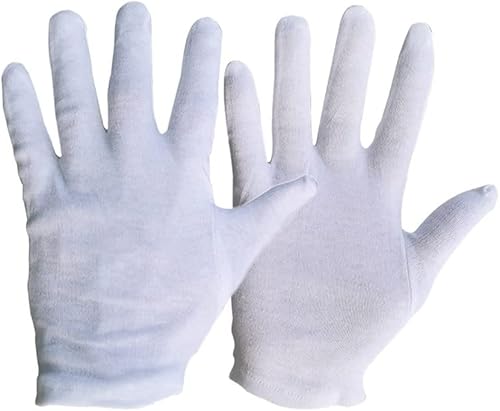 SANCNEE 12 pares de guantes hidratantes, guantes blancos suaves 100% algodón para manos secas, eczema, talla M