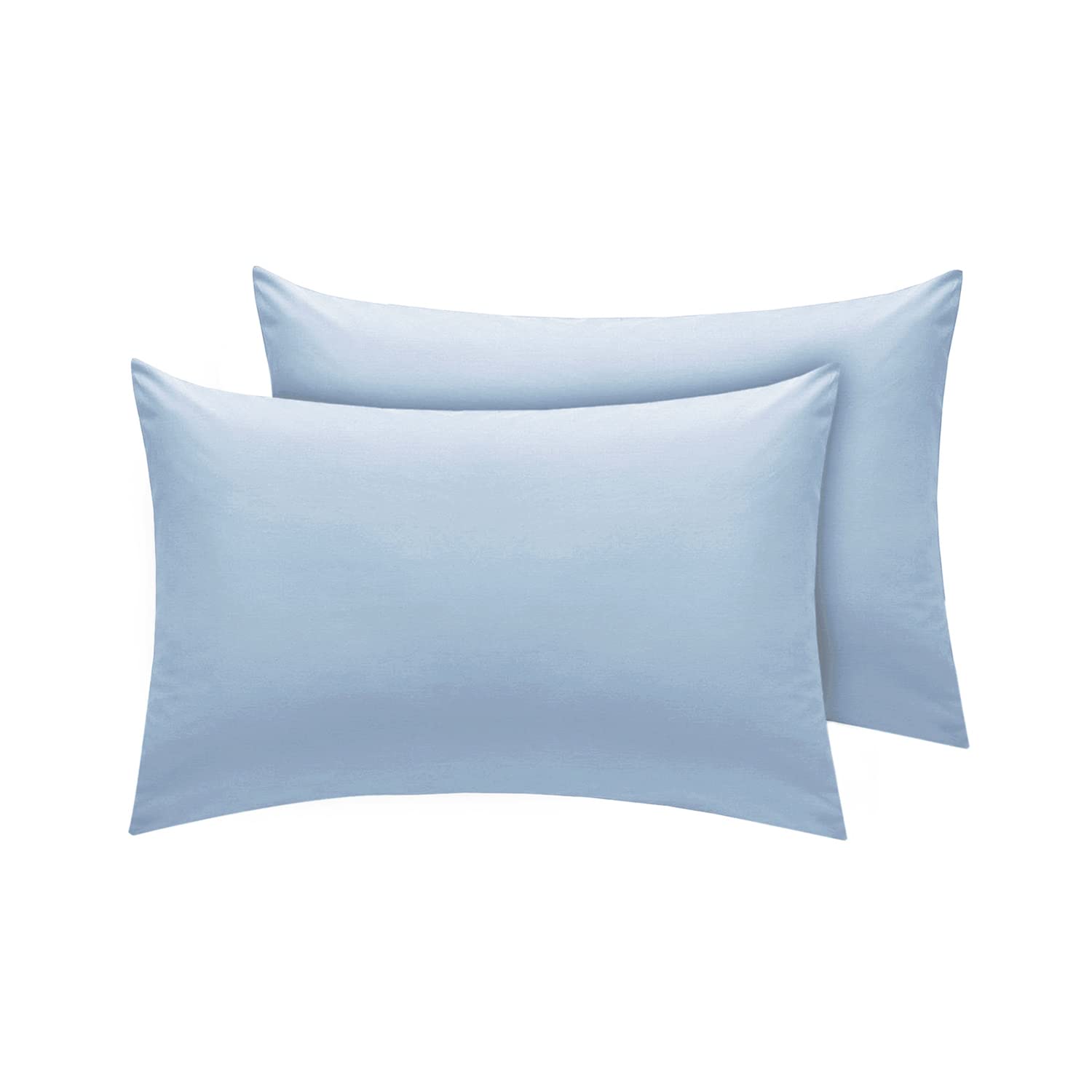 Divine Textiles Pillow Cases Easy Care Non Iron Percale 18 Colours, Pair Of Standard Pillow Cases - Sky Blue