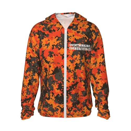 Overthinking & Overcaffeinated Men's Sun Protection Shirts with Zipper Women's Long Sleeve SPF Uv Shirt,