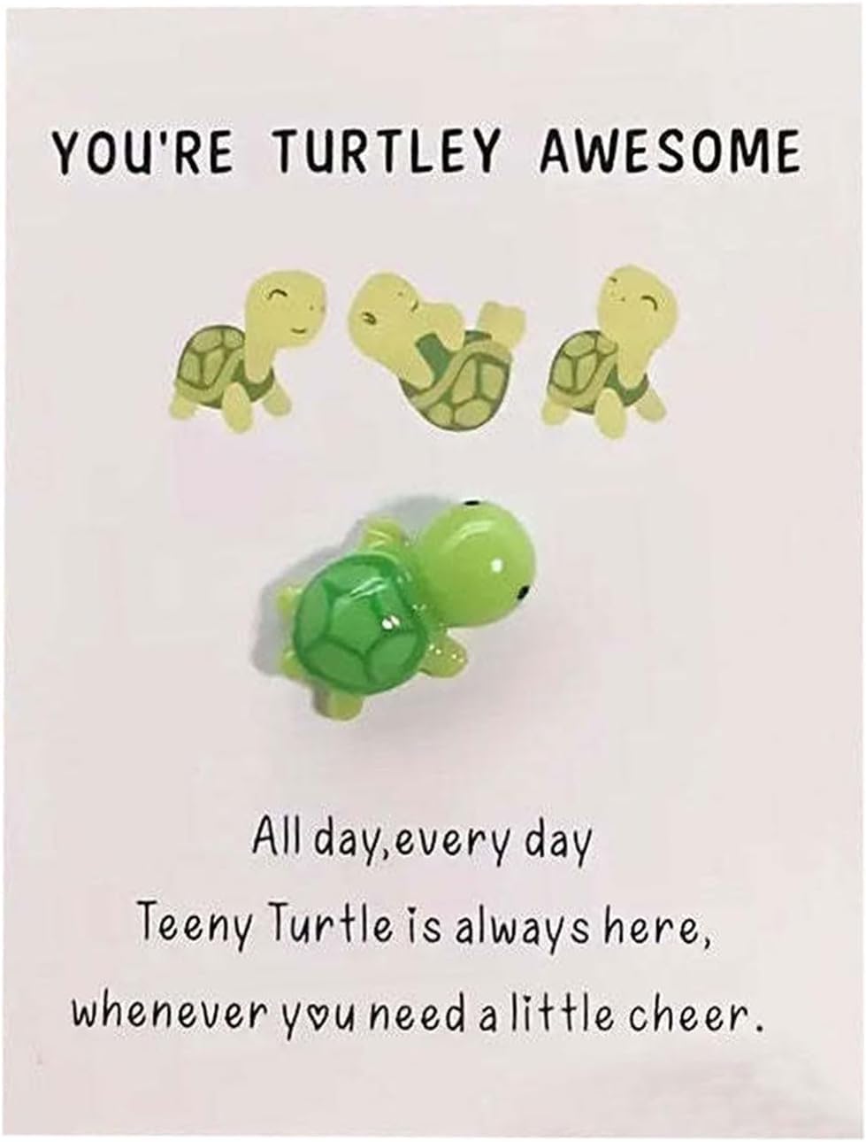 Clockjuan Green Handmade Emotional Support,You're Turtley Awesome, Cute Mini Turtle Decoration, Turtle Motivational Gift, Lovely Turtle Shaped Card Friendship Gift, A Card With A Turtle Ornament
