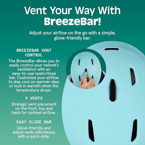 Image of Retrospec Zephyr Ski Helmet - Snowboard Helmet for Adults & Youth with Adjustable Fit, 9 Breathable Vents, Removable Washable Earmuffs - Snow Sports Helmet for Men & Women