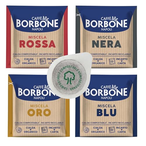 Caffé Borbone 4 x 50 Kaffee-Pads 44 mm: 50 Schwarz, 50 Blau, 50 Rot, 50 Gold