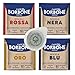 4x50 cialde 44 MM Borbone DEGUSTAZIONE: 50 CIALDE NERE, 50 BLU, 50 RED, 50 ORO