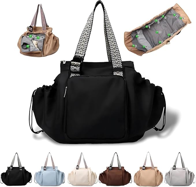 Transformable Cradle Bag Travel Storage Bag,Foldable Waterproof Tote Bag,Large Capacity Storage Duffel Bag with Handles, Black, standard