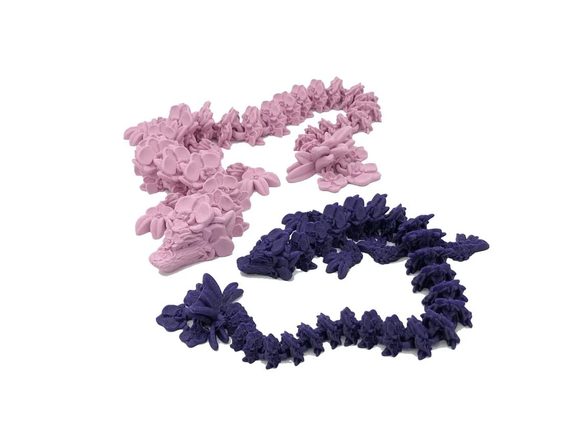 3D Printed Articulated Flexi Orchid Dragon Version 1 Fidget Toy (Small, Marble)