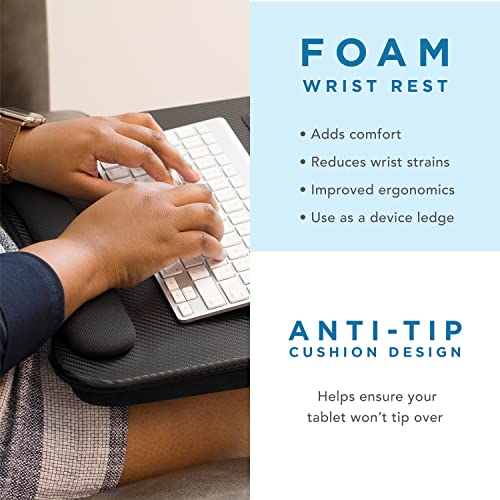 LAPGEAR Memory Foam Lap Desk with Wrist Rest and Media Slot, Medium, Black Carbon - Image 3