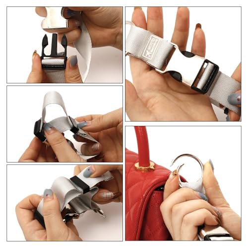 Image of 3 Pcs Add a Bag Luggage Straps Jacket Gripper Adjustable Luggage Hook Luggage Strap for Carry On Bag Luggage Accessories for Suitcases Bag (Black Grey and Orange)