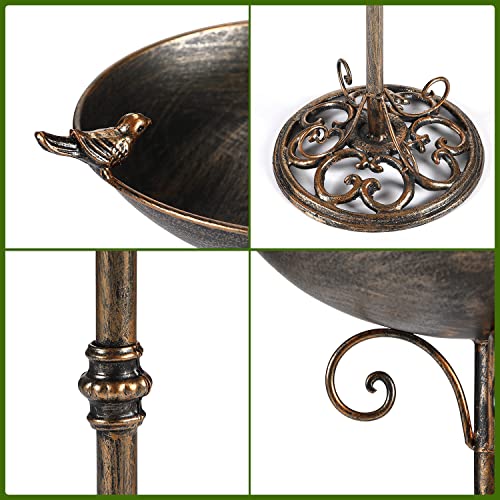 Smqljxc Diam 11.4" W*27.6" H Cast Iron Pedestal Bird Bath, Bird Baths For Outdoors, Bird Feeder Seed Tray Garden Yard Decoration #TOP4