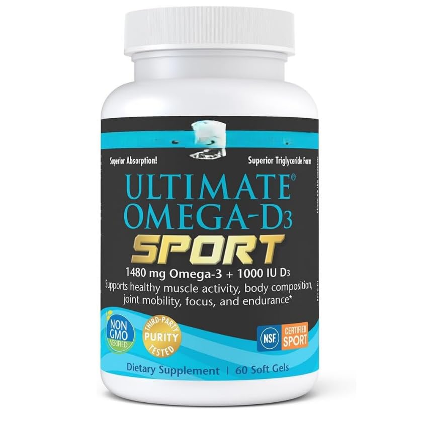Nordic's Ultimate Omega-D3, 1480 mg Sport, sin OMG, sabor a limón, 60 geles suaves