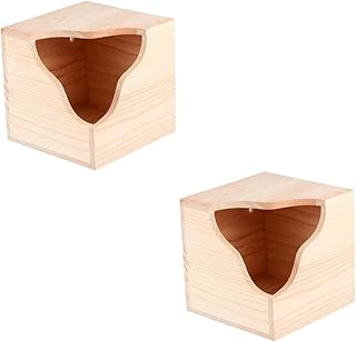 Yardwe Wood Pet Feeder 2 pcs Squirrel Chalet Guinea Pig Cabin Squirrel Feeding House Squirrel Feeder pet Squirrel House