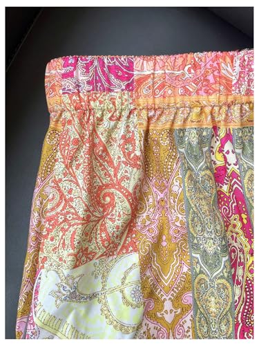 GORGLITTER Women's Wide Leg Boho Patchwork Pants High Waisted Paisley Flowy Palazzo Trousers Fall Vacation Outfits3