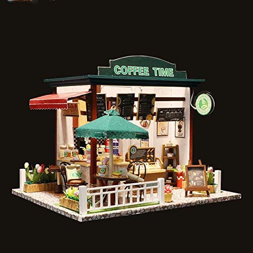 Wyd Diy Model Kits Dollhouse Kits Miniature House Kit Model With Led Lights And Dollhouse Kit For Coffee Time Cottage (Coffee Shop) #TOP2