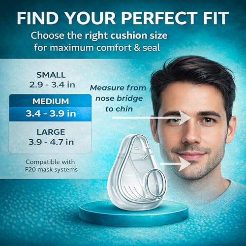 Image of F20 Replacement Cushion - Compatible with AirFit & AirTouch CPAP Masks, Soft Silicone Seal, Snug Fit for Nose & Mouth, Durable & Comfortable (Clear 3 Pack, Large)