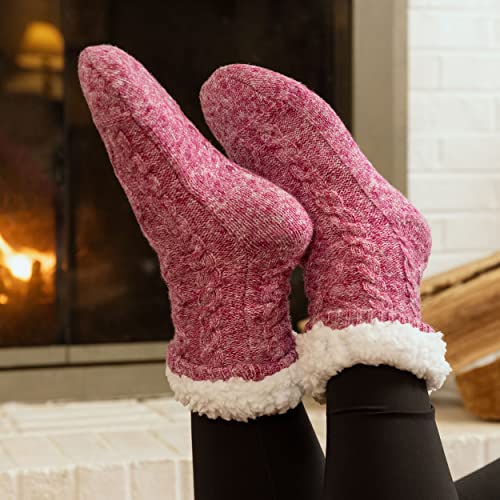 Image of Slipper Socks for Women with Grippers Non Slip, Sherpa Lined Slipper Socks