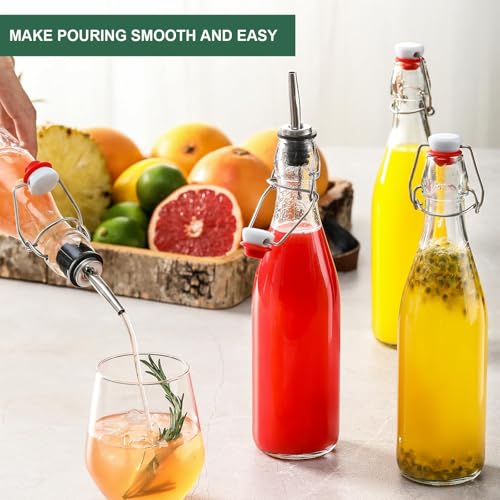 8 Set 16 OZ Swing Top Glass Bottles - Flip Top Beer Brewing Bottles with Stopper for Fermentation, Kombucha, Mead Kefir, Vanilla Extract, Juice, Tea, Wine, Soda - Airtight Cap Lids, Bonus 2 Pourers - Image 3