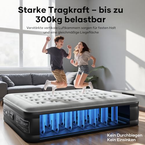 OlarHike Luftmatratze Selbstaufblasend, Luftbett Gästebett, Aufblasbares Matratze Zelt Sofa, Luftbett 2 Personen, Selbstaufblasbare Luftmatratze für Camping oder Heimgebrauch - 200 x 140 x 46 cm