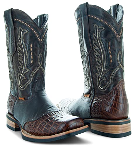 Soto Boots Men's Saddle Vamp Gator Belly Print Cowboy Boots H500392