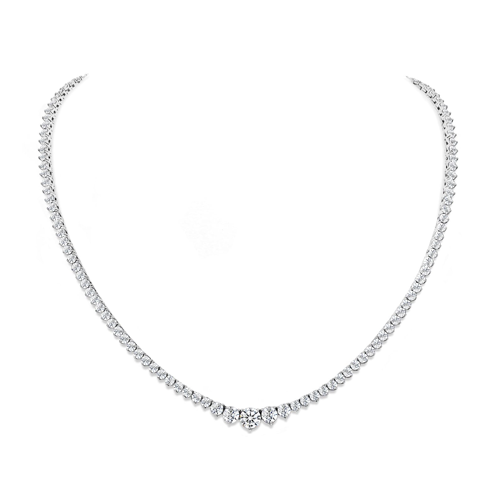 PlavosGradual Moissanite Tennis Chain Necklace:925 Sterling Silver 14k White Gold Plated Elegant Moissanite Necklace Dainty Simple Trendy Lab Diamond Jewelry Hypoallergenic Fashion Party Prom Wedding Birthday Gifts for Women