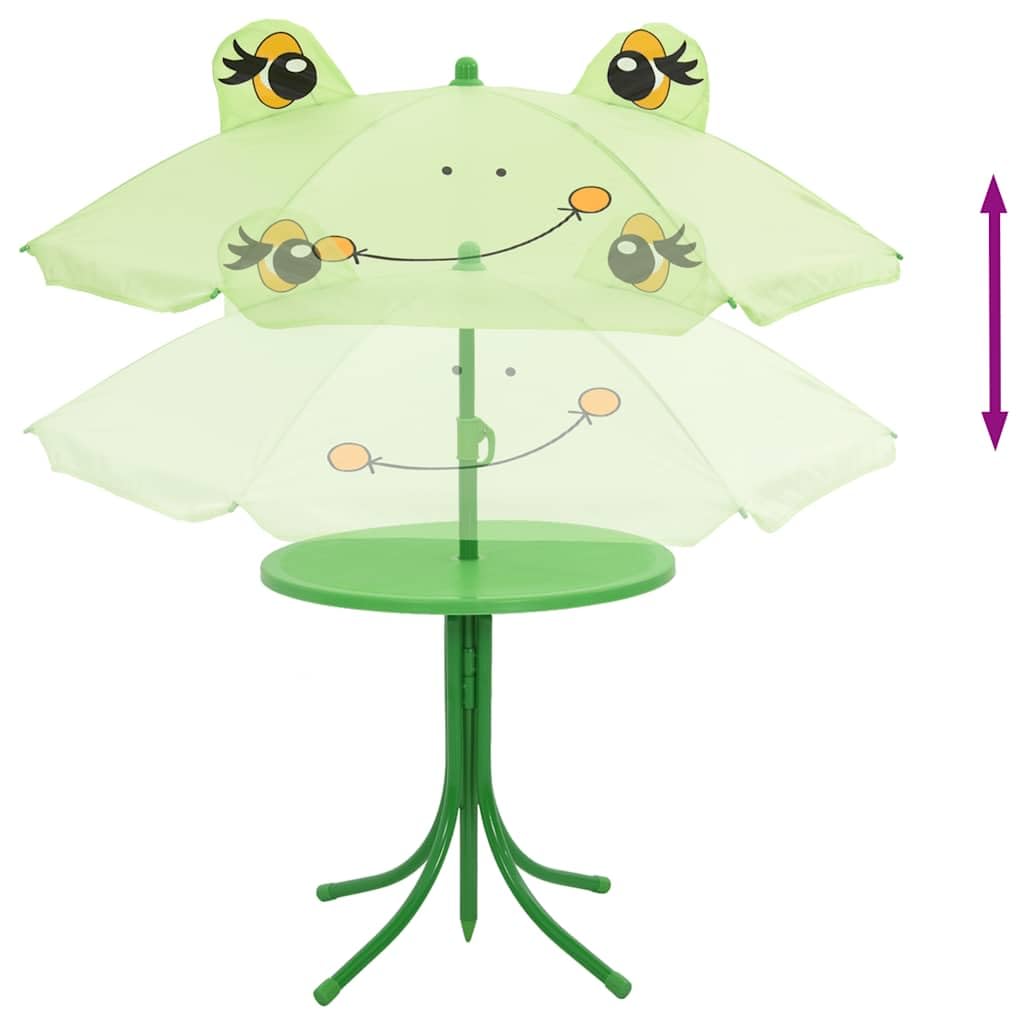 vidaXL 4tlg Campingstuhl Tisch Sitzgruppe Sonnenschirm Kinder Gartenmöbel Froggy