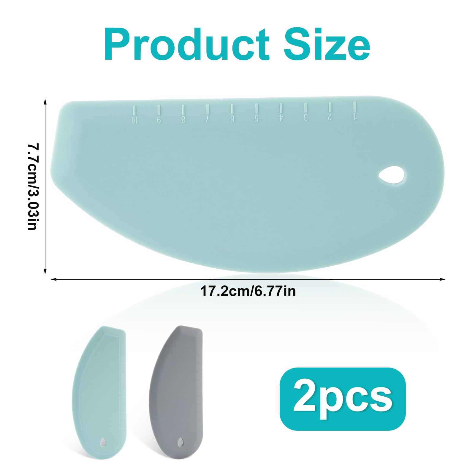 2pcs Silicone Dough Scrapers, 6.77x3.03