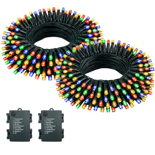 Guirlande Lumineuse Exterieure Intérieur 5m/50LEDs Pile Guirlande Lumineuse Sapin Guirlande led par 8 Modes, Minuterie, IP44 Étanche, Guirlande Noel par...
