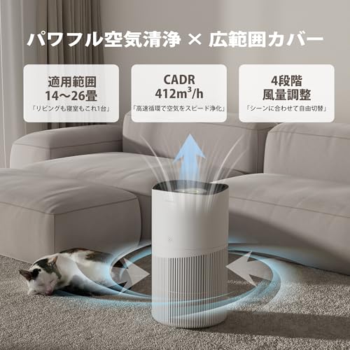 Neakasa A1PRO 空気清浄機 26畳 脱臭 360°吸気口 空気質可視化 ペットの毛･ニオイ対策 浄化 除菌 集じん H13 HEPA 4層フィルター 静音設計 スマホ連動
