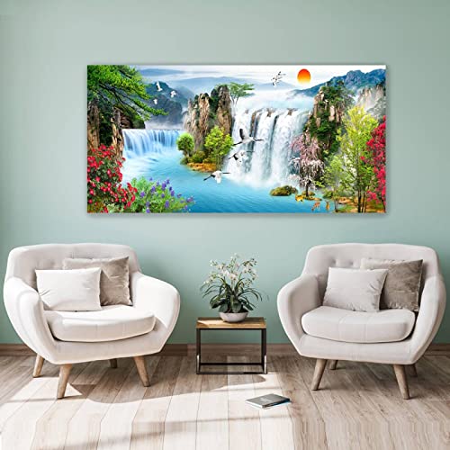 キャンバス絵画風景滝アート写真 20x40cm(8x16in)フレームレス