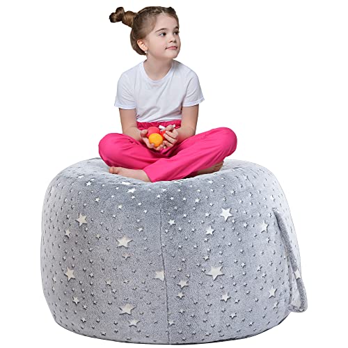 Hombys Glow In The Dark Stuffed Animal Bean Bag, Luxurious Flannel Kids Bean Bag Chairs Cover, Extra Large 38” Round Bean Bag For Kids With Zipper, Plush Toys Holder And Organizer - Only Cover #TOP7
