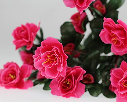 Lopkey Outdoor Artificial Red Azalea Bush Rose Red #TOP1