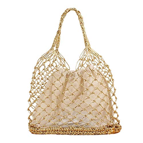LEEYYO Strohhandtaschen Strohtasche Damen Gewebt Schultertasche Handgewebt Strohtasche Strandtasche Cover
