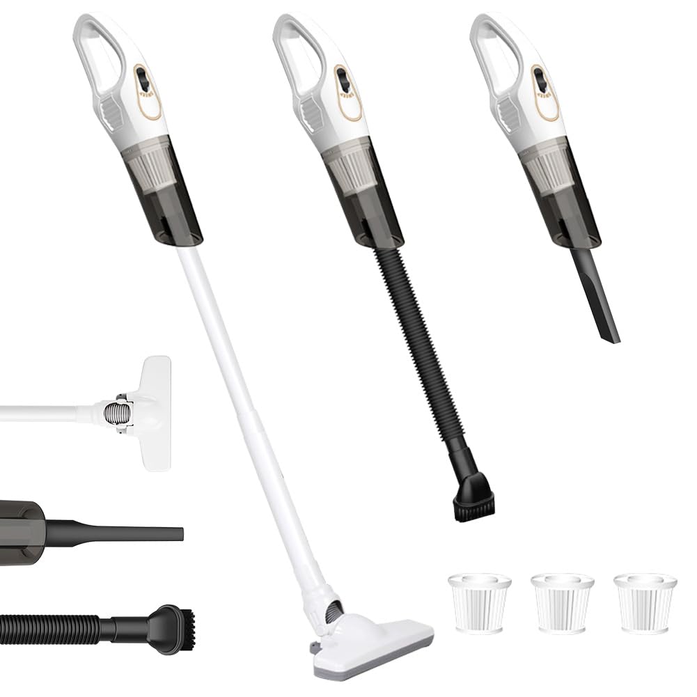 Handheld Vacuum Cordless, 12000PA Strong Suction, Powerful 120W Hand Held Vacuuming Rechargeable, Mini Portable Car Vacuum Cleaner Hand Hoover for Car, Home, Keyboard, Pet Hair (White)