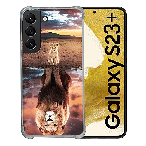 Coque Samsung S23 Plus protection verre trempé animal lion