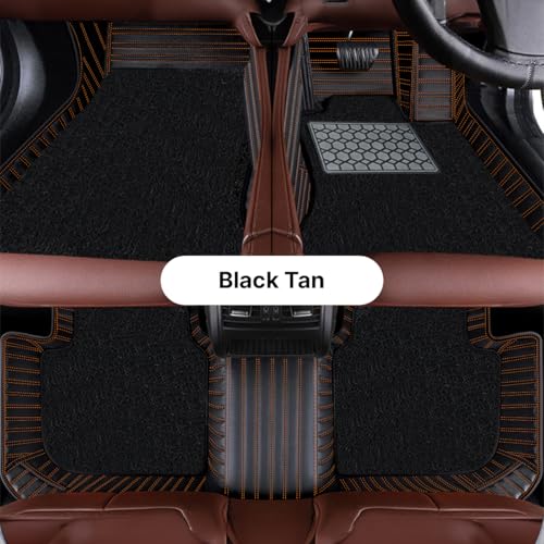 Image of Antiskid Premium 9D Car Mat Full Set for Tata Punch 2026 | Luxury Leather Dual-Stitch Full Set 9D Car Floor Mat || 100% Waterproof ||Color: Black Tan