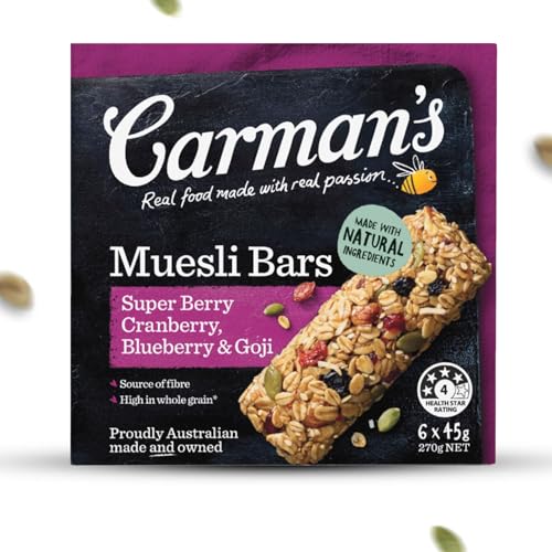 Image of Carman's Bar Traditional Super Berry 270g | Baked Muesli Bar with Mixed Berries & Whole Grains | High Fibre Snack