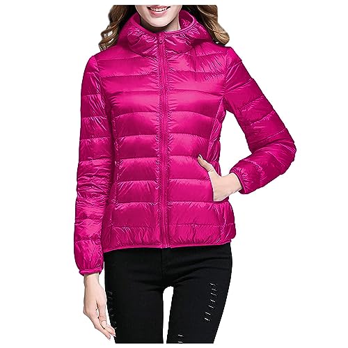 Winter Puffer Coats for Women Womens Lightweight Puffy Jacket Packable Hooded Down Coat Winter Zip Up Outerwear Pocket
