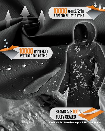 Outdoor Ventures Women's Waterproof Long Rain Coats Packable Lightweight Rain Jacket With Hood Windproof Trench Coats3