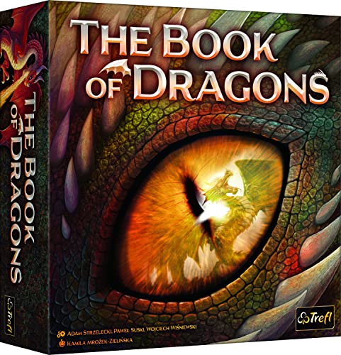 Trefl - The Book of Dragons - Das Buch der Drachen - Brettspiel, Drachenkarten, Würfel, einzigartige Mechanik, handgezeichnete Drachengrafiken, Gesellschaftsspiel für Erwachsene und Kinder ab 8 Jahren