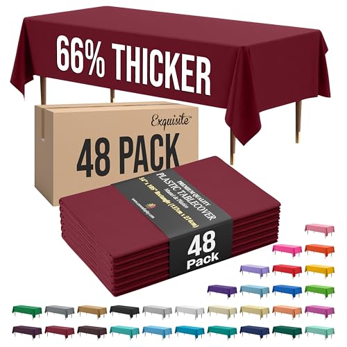 Image of Exquisite Burgundy Rectangle Tablecloth 54 inchx108 inch - 48 Pack