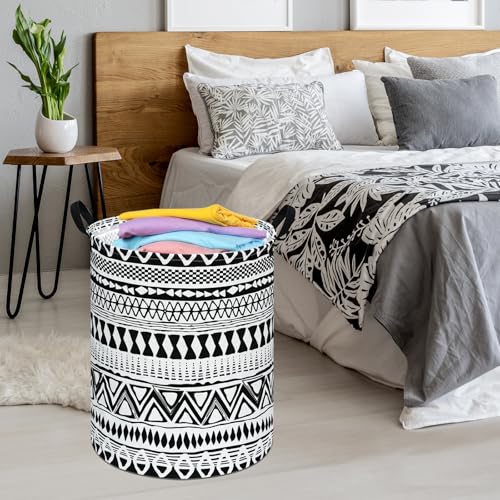 Image of Round Laundry Hamper Storage Basket Fabric Material Storage Hamper Organization Basket, Storage Bin, Gift Box with Handles for Room