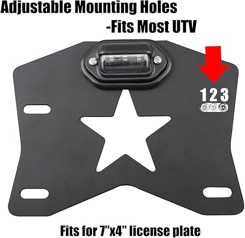 Miniatura 3 de Soporte para placa de matrícula UTV, RZR con luz LED, soporte universal de aluminio para matrícula Polaris RZR, Can Am Maverick X3, Kawasak, carrito