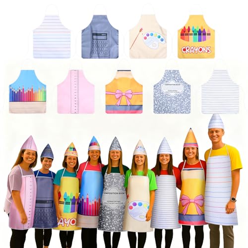 Berlune 9 Sets Halloween Group Costumes for Teachers Apron and