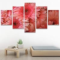 SIGNWIN 5 Panel Canvas Wall Art Modern Art Bouquet Colorful Cool Floral Group Multicolor Photography Realism Romantics for Home Decorations Ready to Hang - 60