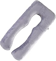 Vista 13 de Almohada de embarazo grande en forma de U de cuerpo completo con funda de almohada de algodón reemplazable y lavable para mujeres embarazadas que
